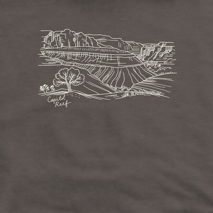 Capitol Reef Line Drawing Crewneck Sweatshirt