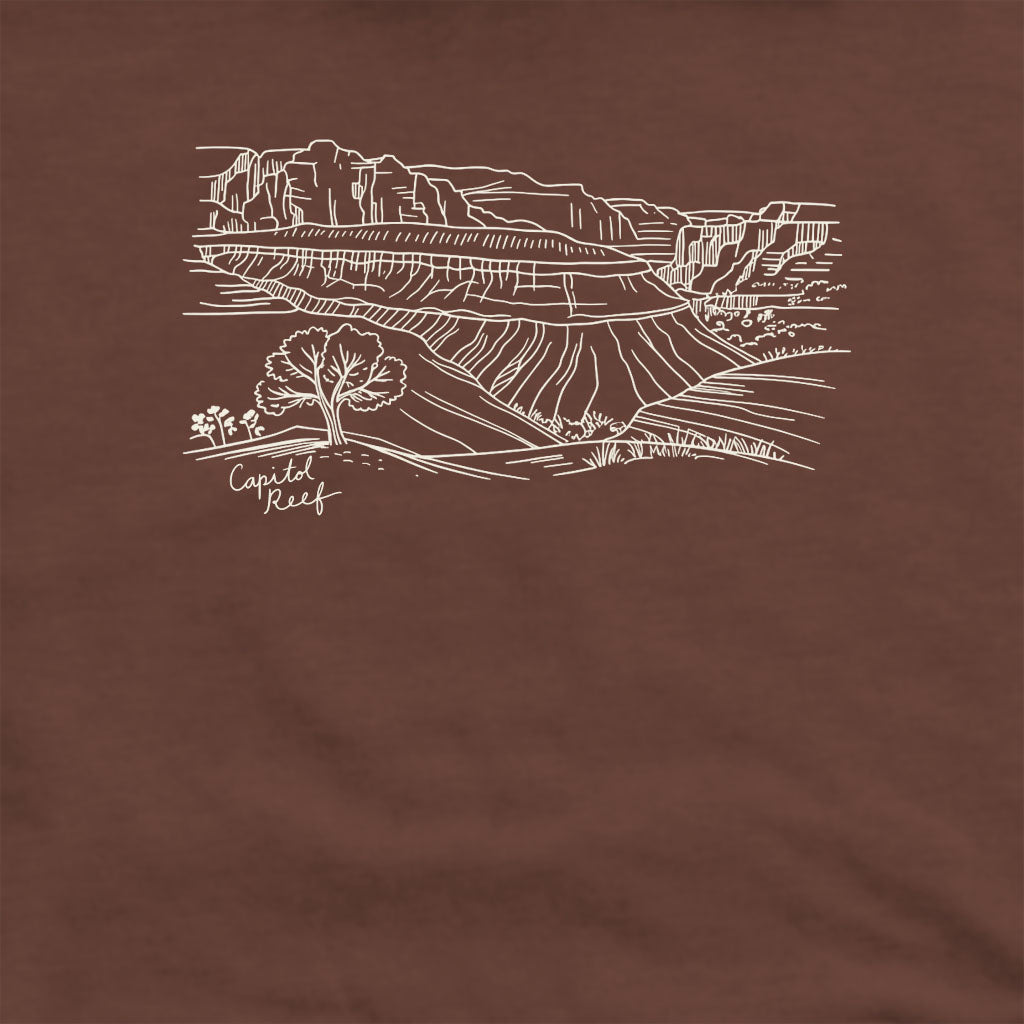 Capitol Reef Line Drawing Crewneck Sweatshirt
