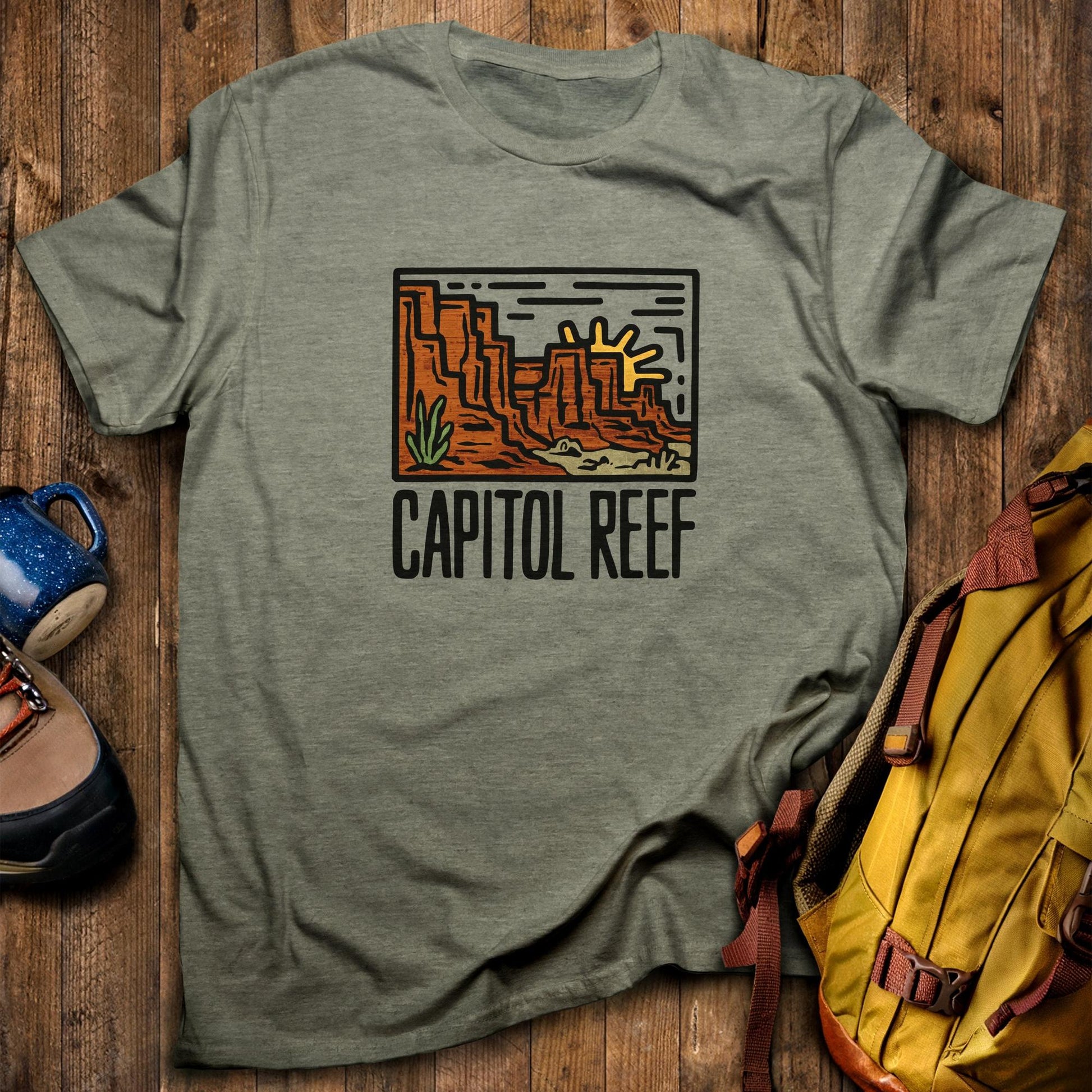Capitol Reef National Park T-Shirt Heather Military Green Adventure and Outdoors Themed T-Shirt