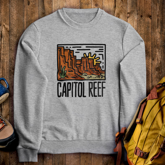 Capitol Reef National Park Crewneck Sweatshirt Sport Grey Adventure and Outdoors Themed Sweatshirt