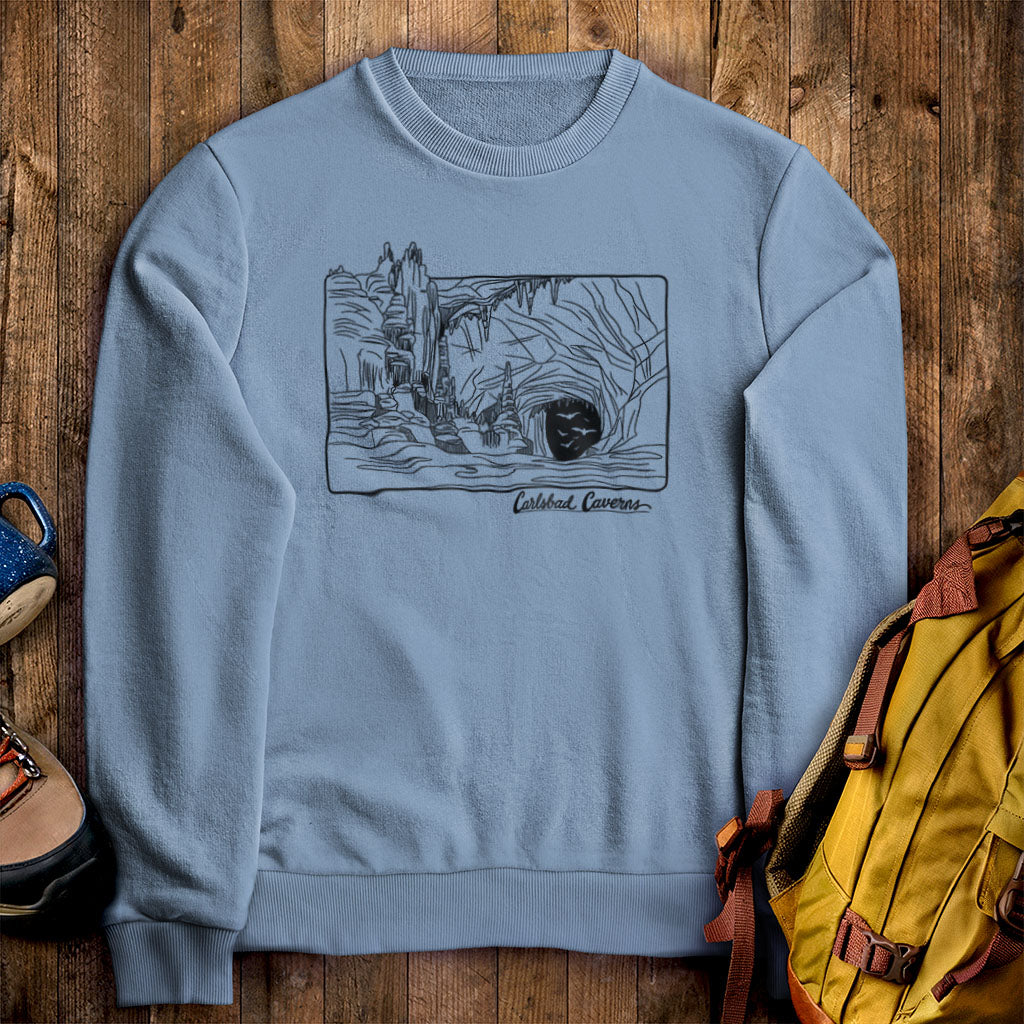 Carlsbad Caverns Line Drawing Crewneck Sweatshirt