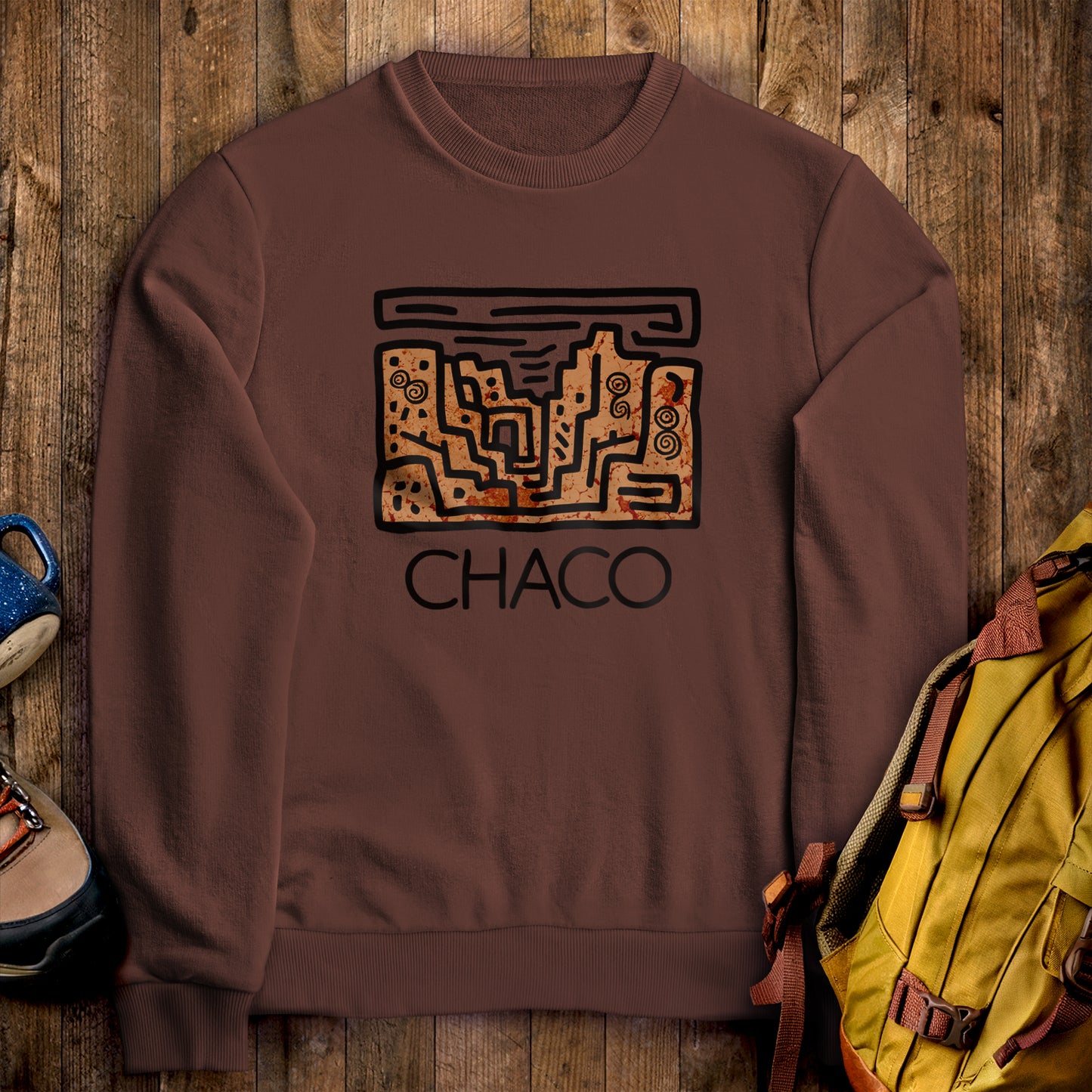 Chaco Culture National Historical Park Crewneck Sweatshirt Cocoa Adventure and Outdoors Themed Sweatshirt
