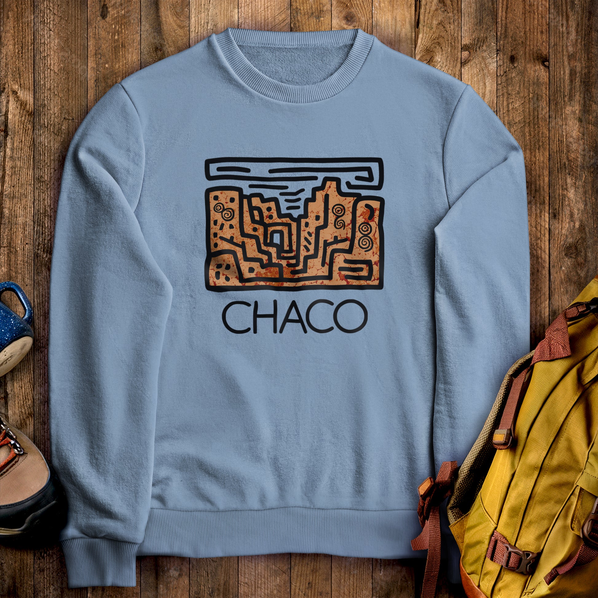 Chaco Culture National Historical Park Crewneck Sweatshirt Stone Blue Adventure and Outdoors Themed Sweatshirt