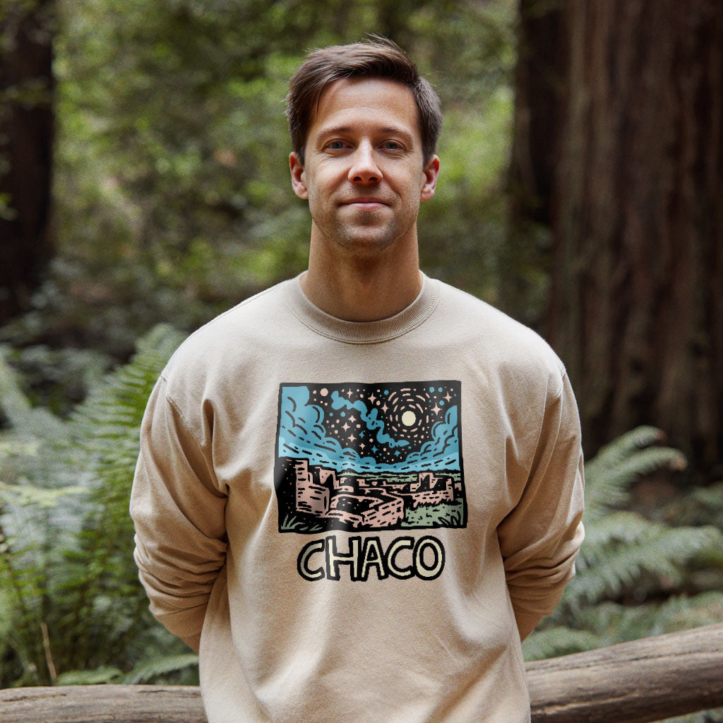 Chaco Culture National Historical Park at Night Crewneck Sweatshirt