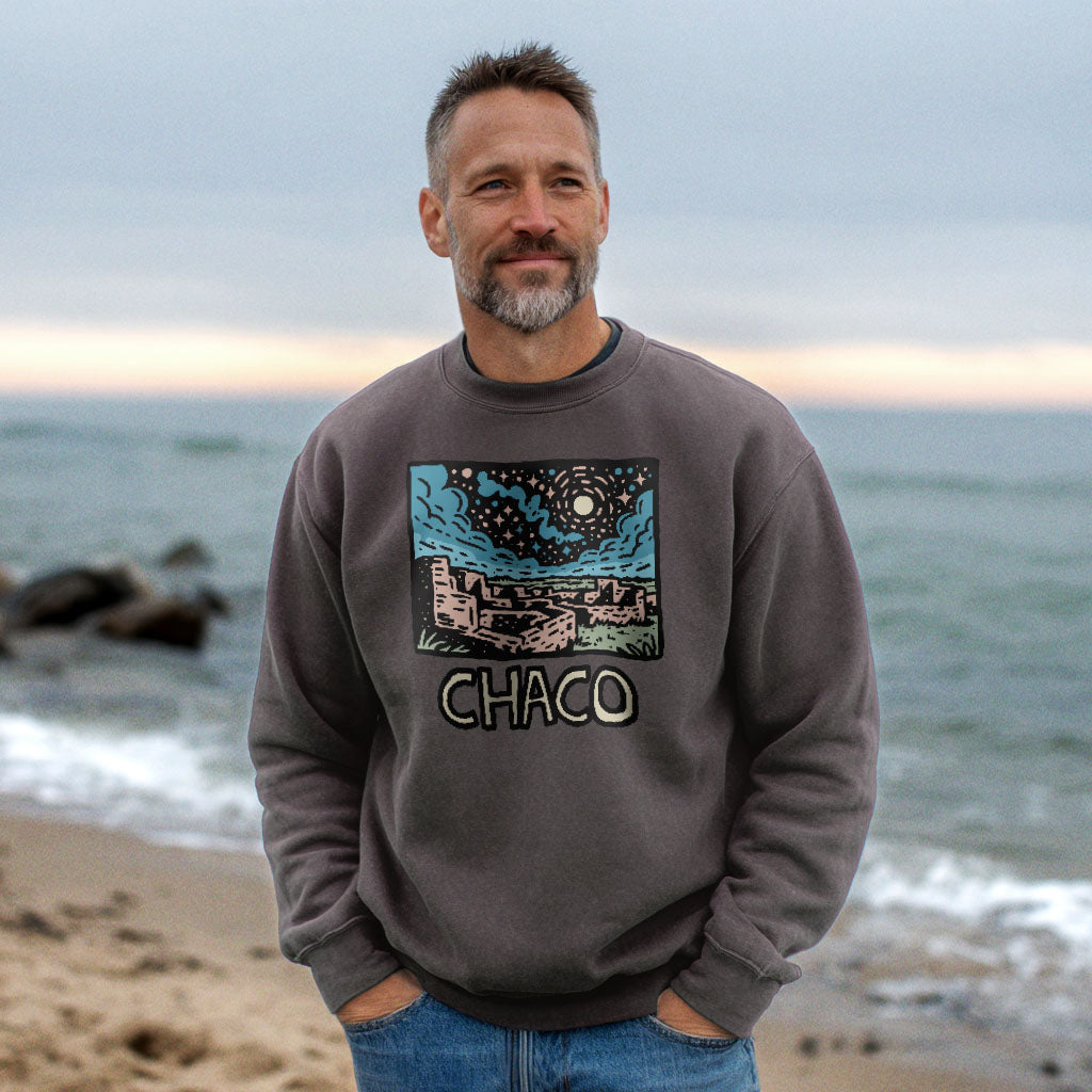 Chaco Culture National Historical Park at Night Crewneck Sweatshirt