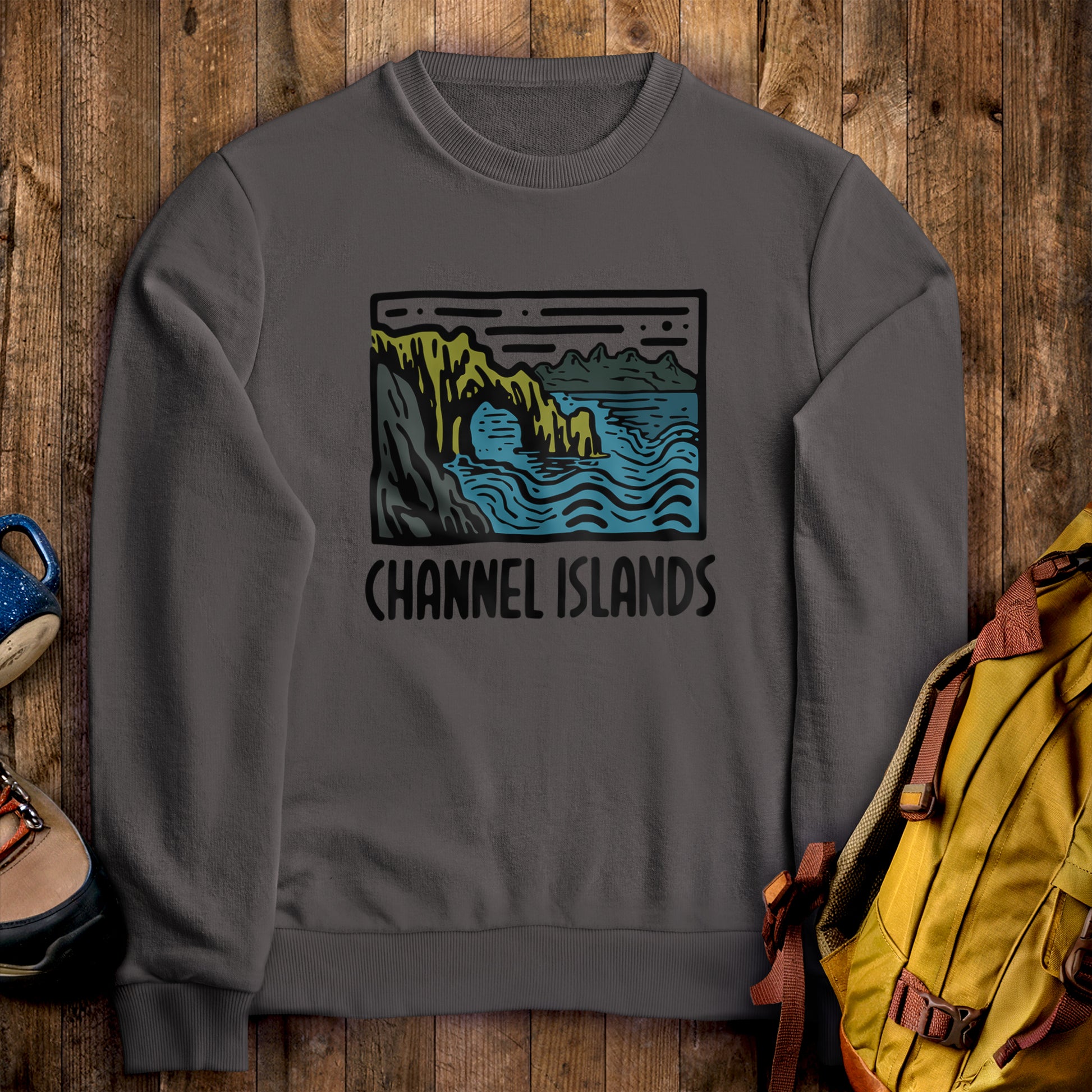 Channel Islands National Park Crewneck Sweatshirt Charcoal Adventure and Outdoors Themed Sweatshirt