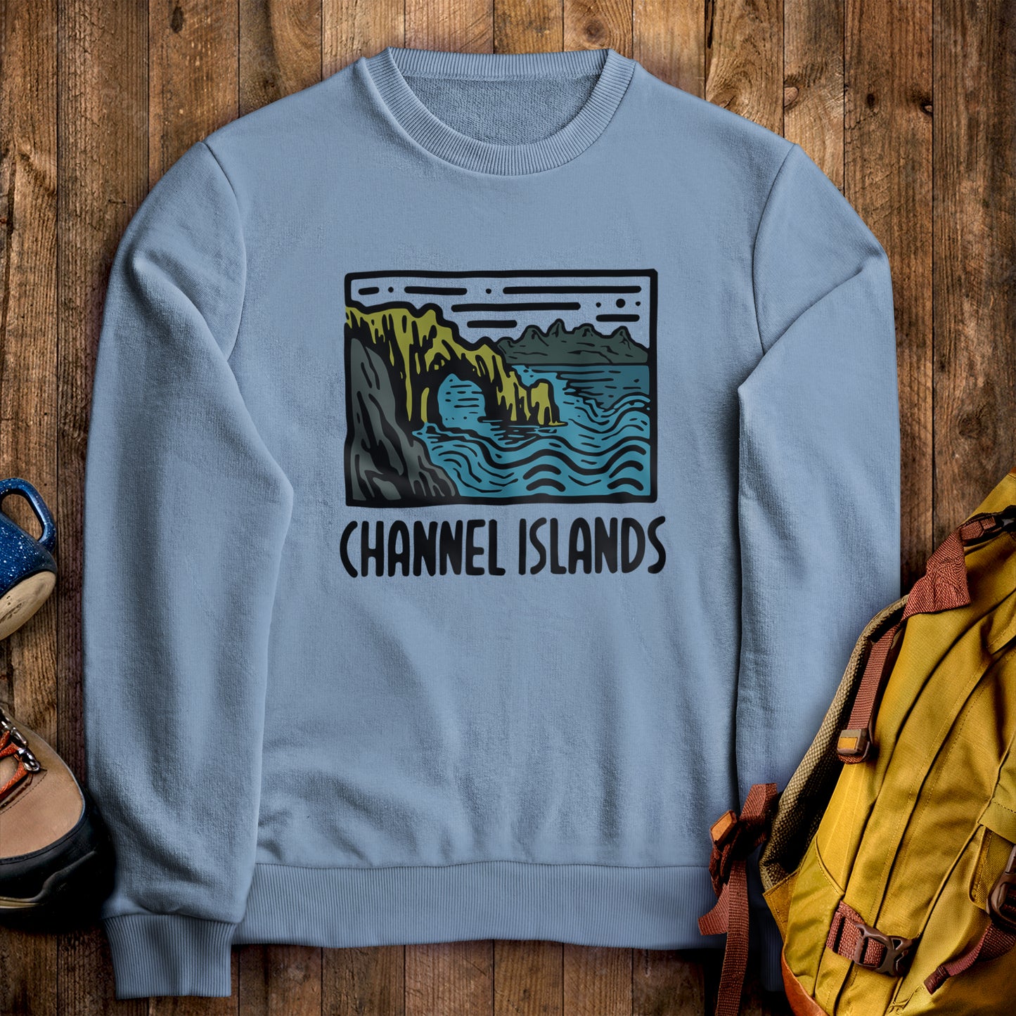 Channel Islands National Park Crewneck Sweatshirt Stone Blue Adventure and Outdoors Themed Sweatshirt