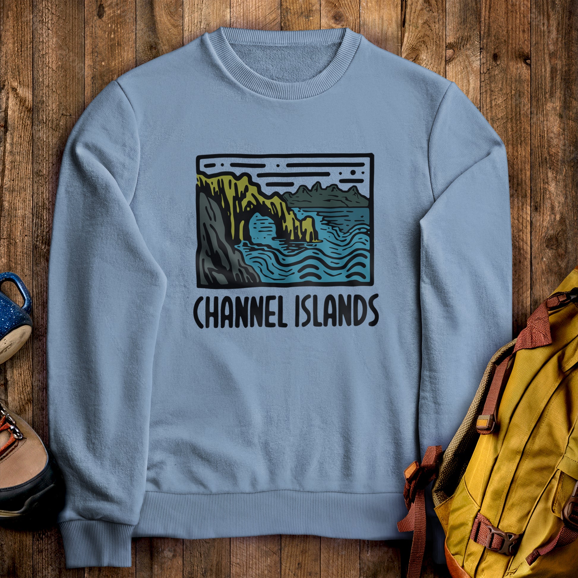 Channel Islands National Park Crewneck Sweatshirt Stone Blue Adventure and Outdoors Themed Sweatshirt