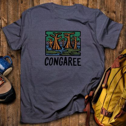 Congaree National Park T-Shirt Heather Navy Adventure and Outdoors Themed T-Shirt