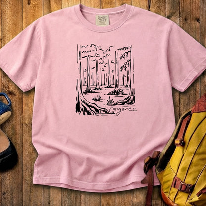 Congaree National Park Line Drawing Cotton T-Shirt