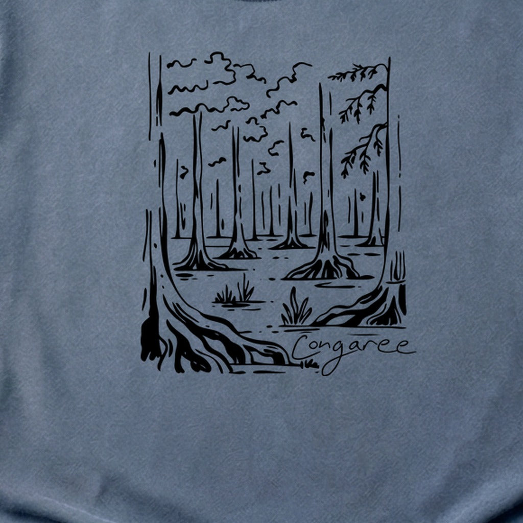 Congaree National Park Line Drawing Cotton T-Shirt