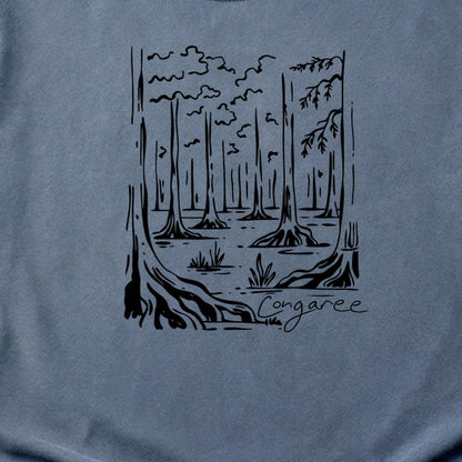 Congaree National Park Line Drawing Cotton T-Shirt