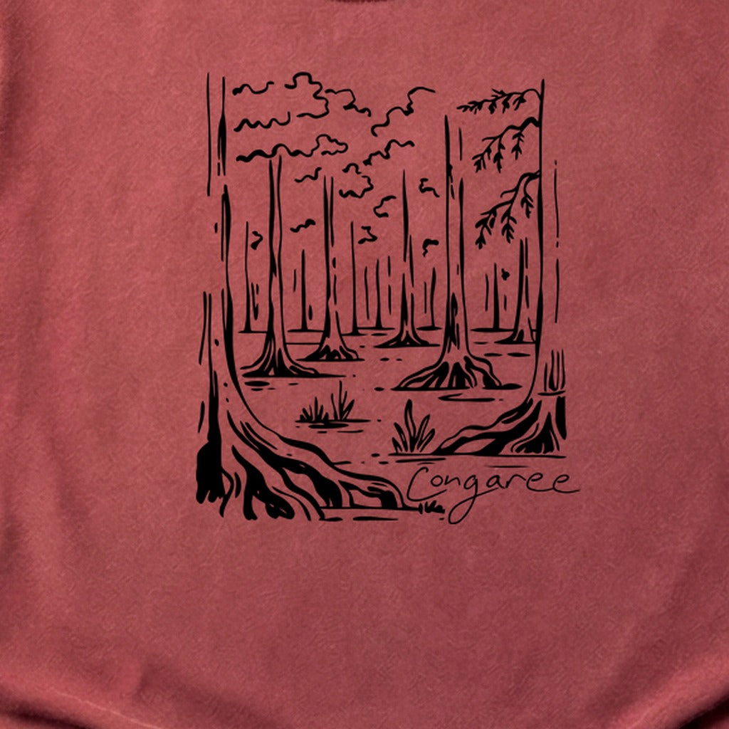 Congaree National Park Line Drawing Cotton T-Shirt