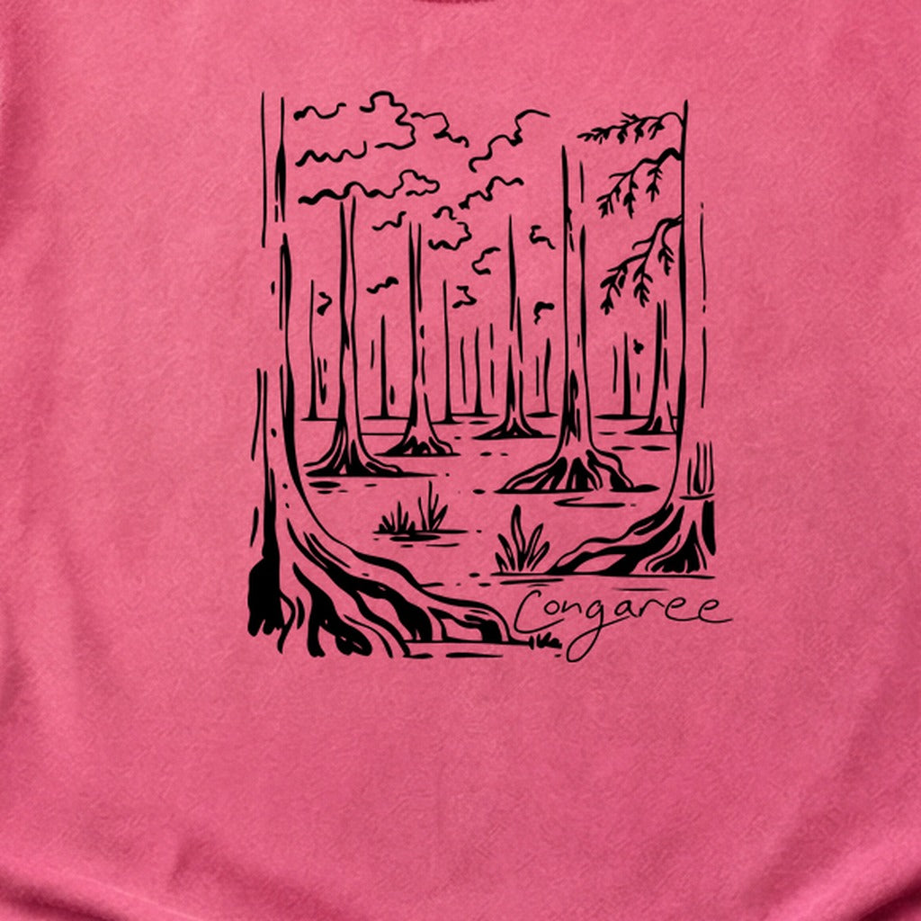 Congaree National Park Line Drawing Cotton T-Shirt
