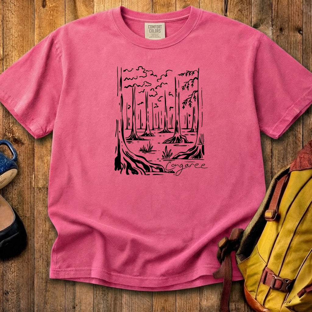 Congaree National Park Line Drawing Cotton T-Shirt