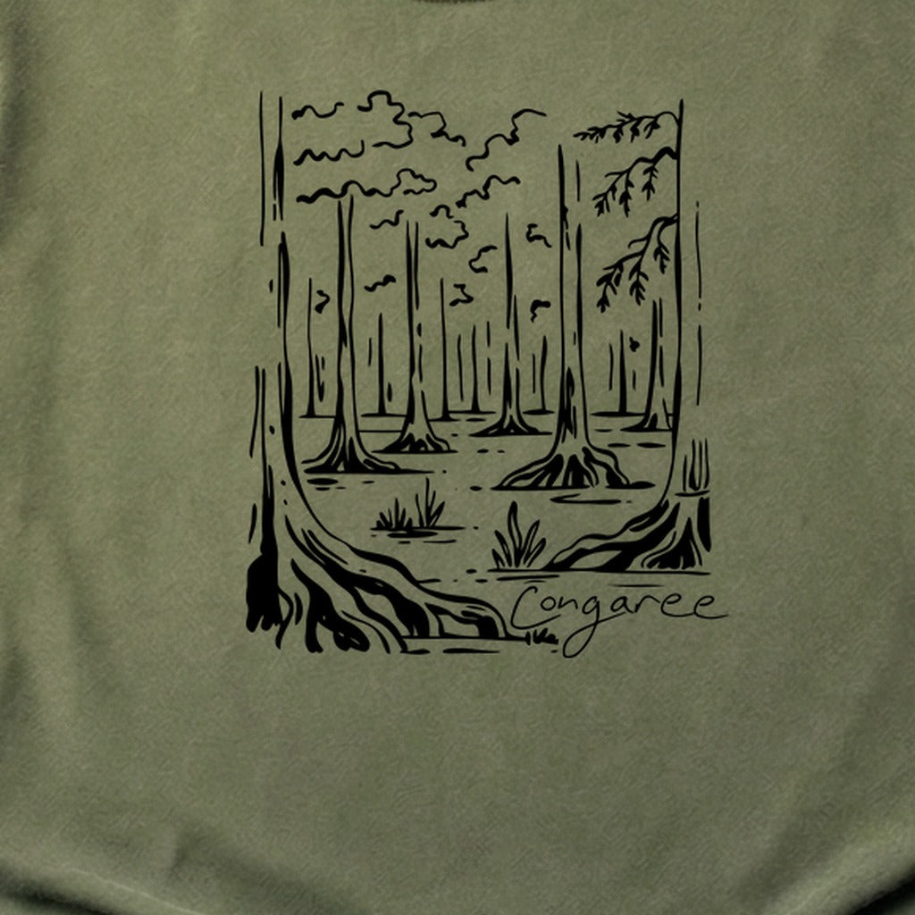 Congaree National Park Line Drawing Cotton T-Shirt