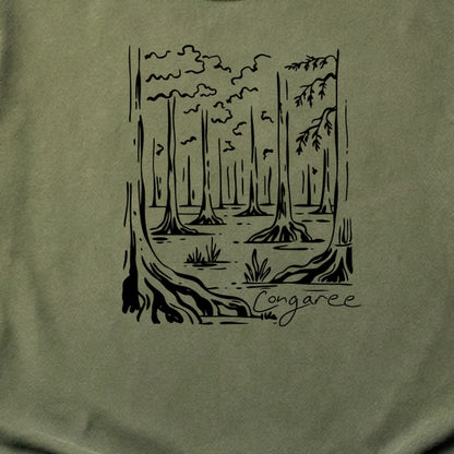 Congaree National Park Line Drawing Cotton T-Shirt