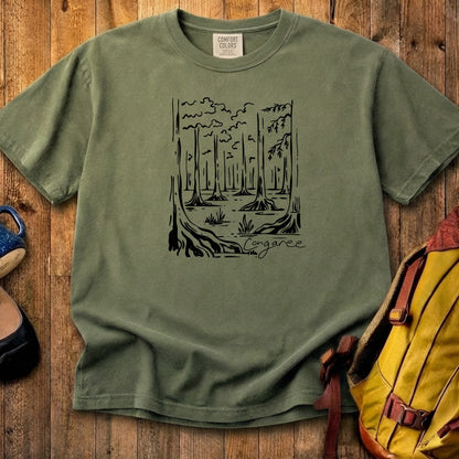 Congaree National Park Line Drawing Cotton T-Shirt