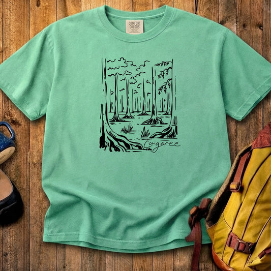Congaree National Park Line Drawing Cotton T-Shirt