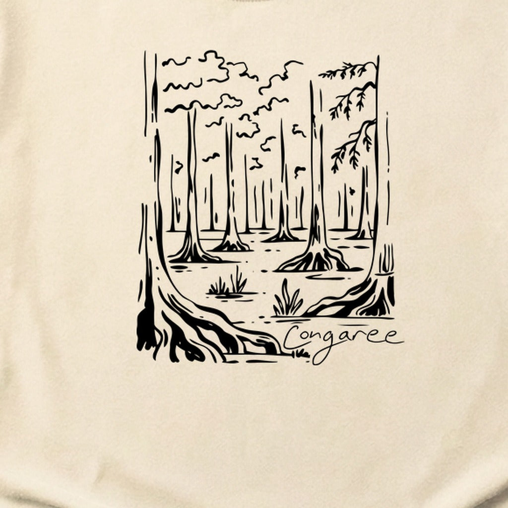 Congaree National Park Line Drawing Cotton T-Shirt