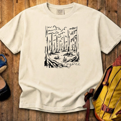 Congaree National Park Line Drawing Cotton T-Shirt