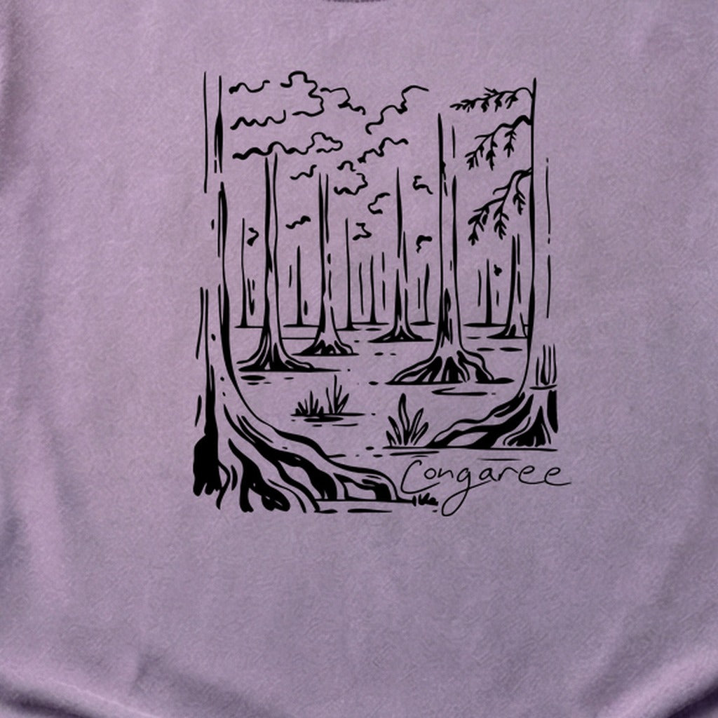 Congaree National Park Line Drawing Cotton T-Shirt
