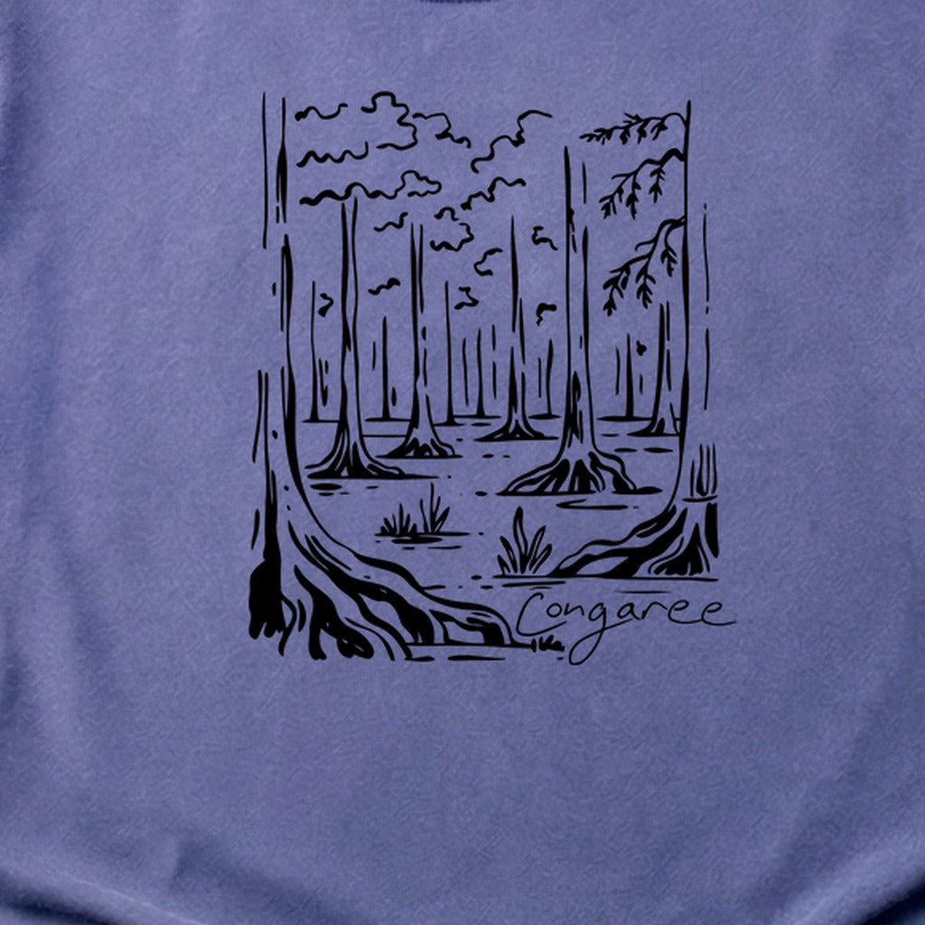 Congaree National Park Line Drawing Cotton T-Shirt