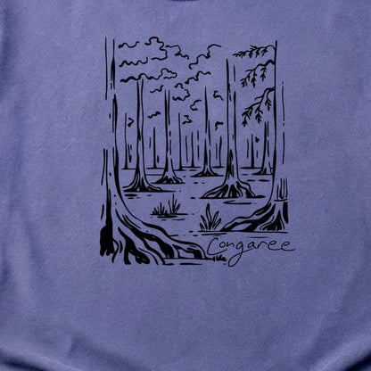 Congaree National Park Line Drawing Cotton T-Shirt