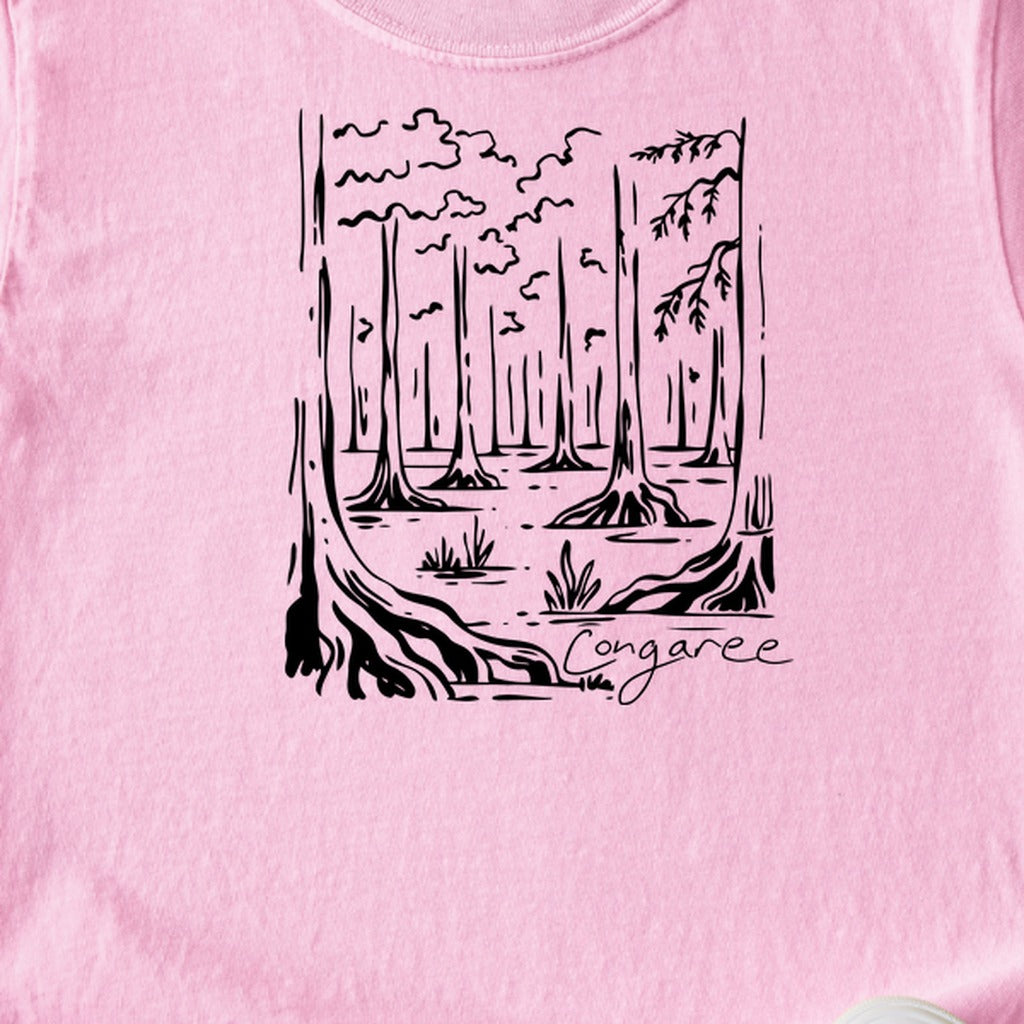 Congaree National Park Line Drawing Kids Cotton T-Shirt