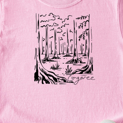 Congaree National Park Line Drawing Kids Cotton T-Shirt