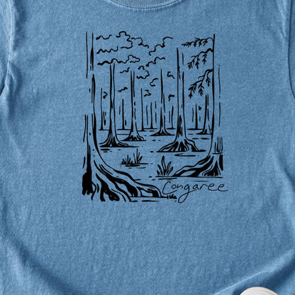 Congaree National Park Line Drawing Kids Cotton T-Shirt