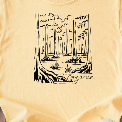 Congaree National Park Line Drawing Kids Cotton T-Shirt