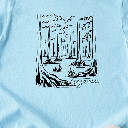 Congaree National Park Line Drawing Kids Cotton T-Shirt