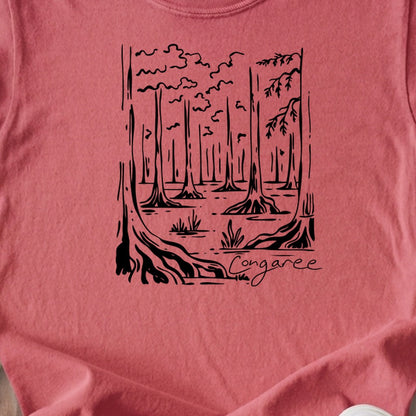 Congaree National Park Line Drawing Kids Cotton T-Shirt