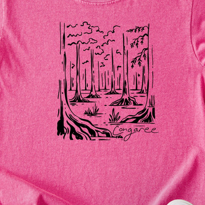 Congaree National Park Line Drawing Kids Cotton T-Shirt