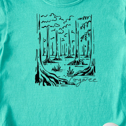 Congaree National Park Line Drawing Kids Cotton T-Shirt