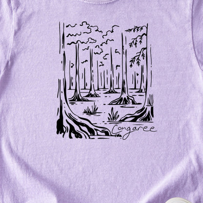 Congaree National Park Line Drawing Kids Cotton T-Shirt