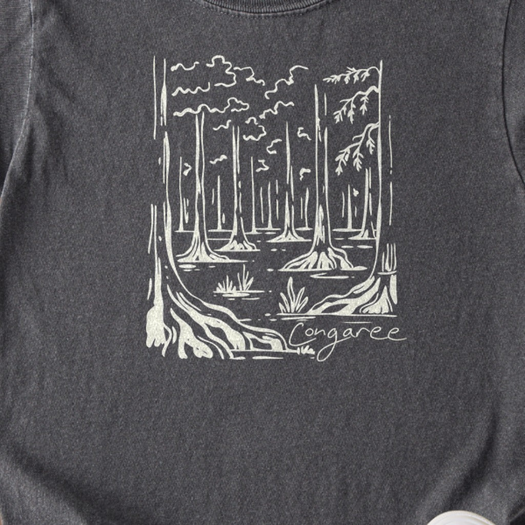 Congaree National Park Line Drawing Kids Cotton T-Shirt