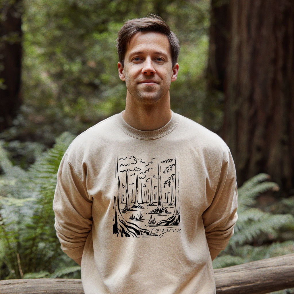 Congaree National Park Line Drawing Crewneck Sweatshirt
