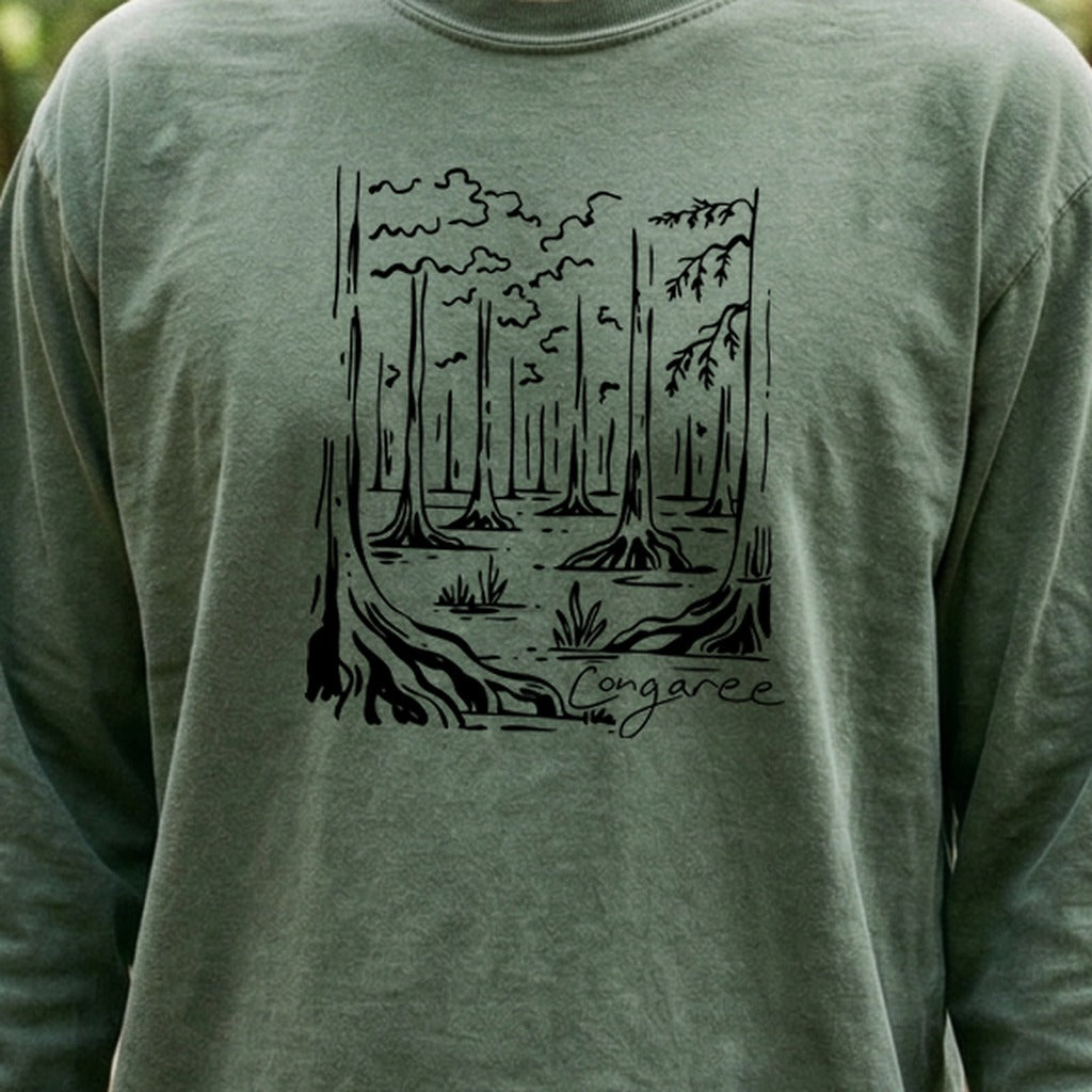 Congaree National Park Line Drawing Premium Long Sleeve