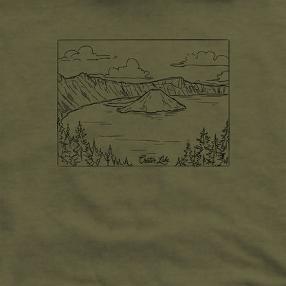 Crater Lake Line Drawing Hoodie