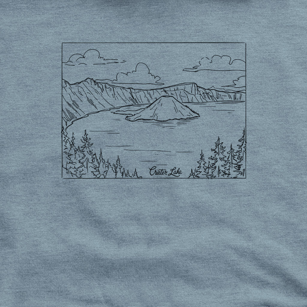 Crater Lake Line Drawing Hoodie