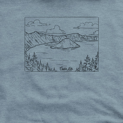 Crater Lake Line Drawing Hoodie