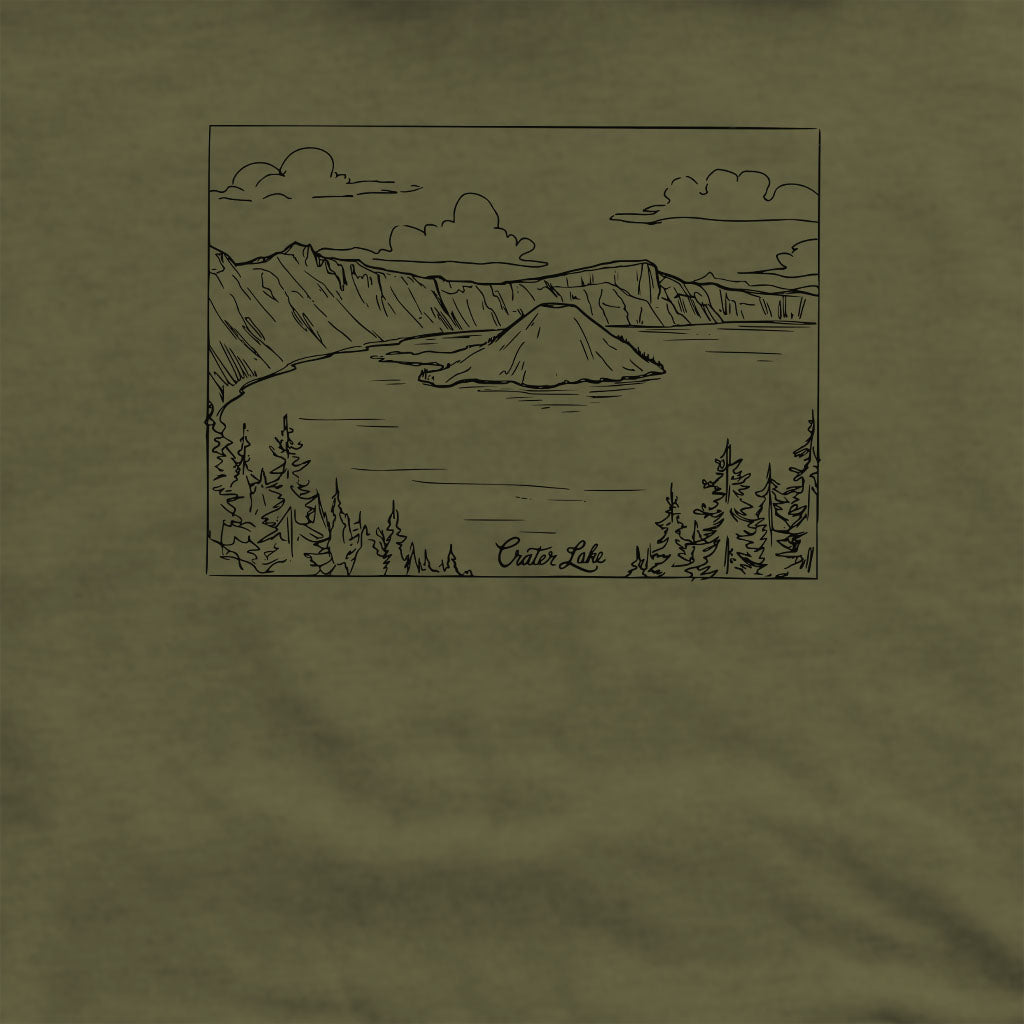 Crater Lake Line Drawing Crewneck Sweatshirt