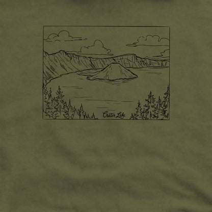 Crater Lake Line Drawing Crewneck Sweatshirt