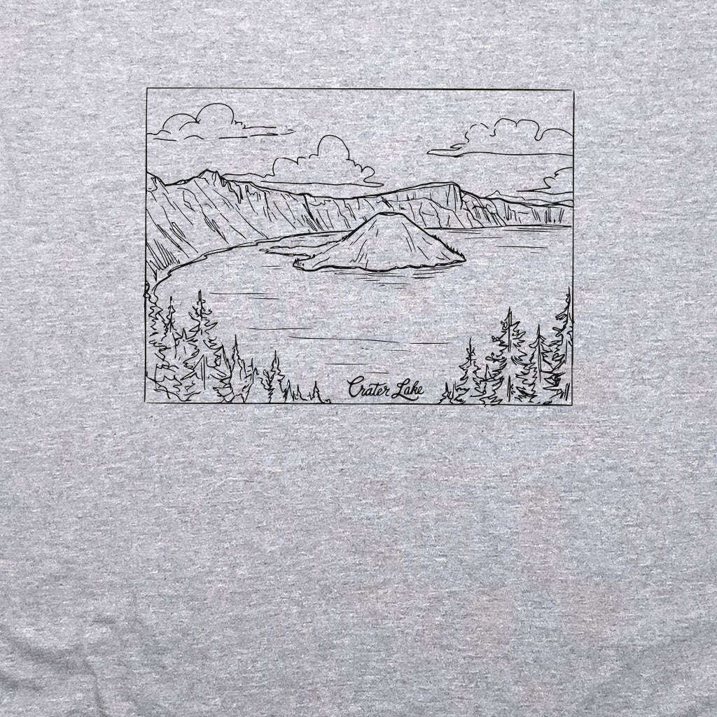 Crater Lake Line Drawing Crewneck Sweatshirt