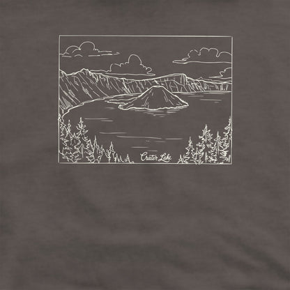 Crater Lake Line Drawing Crewneck Sweatshirt