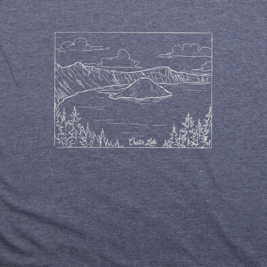 Crater Lake Line Drawing T-Shirt