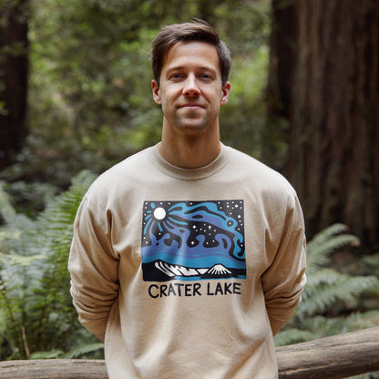 Crater Lake at Night Crewneck Sweatshirt