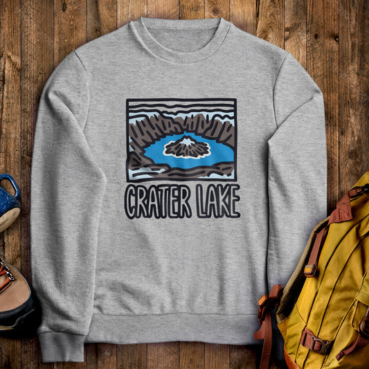 Crater Lake National Park Crewneck Sweatshirt Sport Grey Adventure and Outdoors Themed Sweatshirt